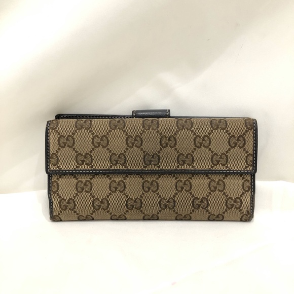 Gucci Brown GG Canvas Long Wallet Sku#84128 (gently used, pocket dirty) - Picture 2 of 15